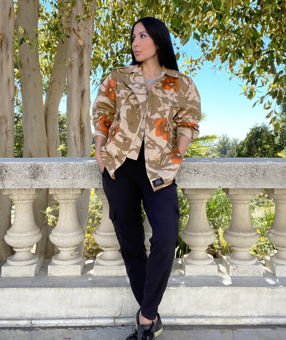 "Desert Poppy" Upcycled British Camo Military Jacket