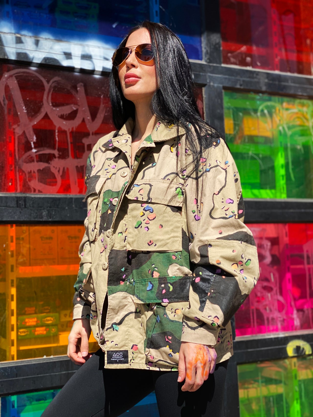 "Urban Camo" Upcycled Military Jacket