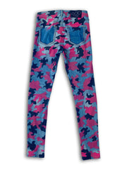 Art Of Uniformity custom hand-painted hot pink and black camo print on gently used True Religion jeggings by Shireen Renee.