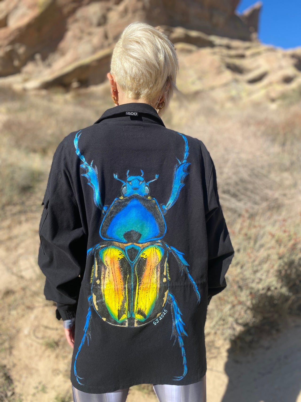 "Beetlemania" Hand-Painted Organic Scarab Jacket